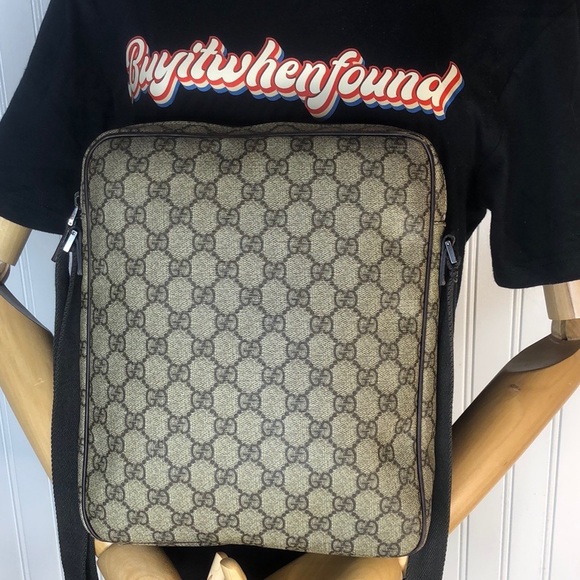 MGUCCI Supreme GG Leather Coated Canvas Crossbody Messenger Bag + Gucci Dust Bag - Picture 3 of 17
